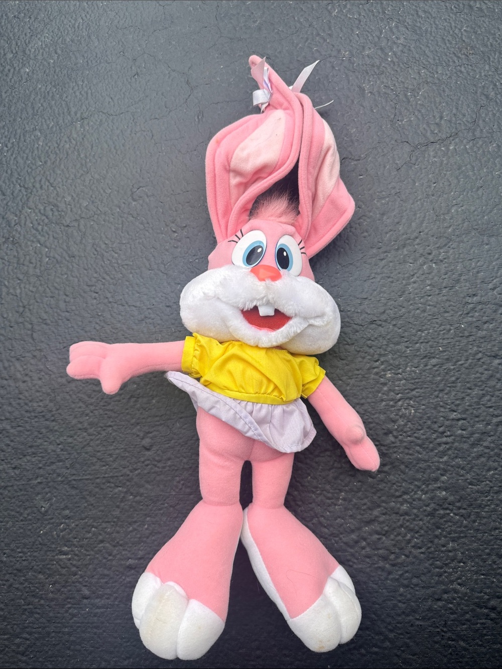 Pink Bunny Babs Plush Doll with Yellow Dress- Tiny Toons- Playskool